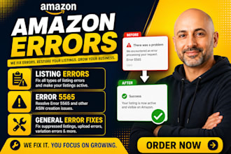 fix amazon errors, product listing errors, do bulk listing