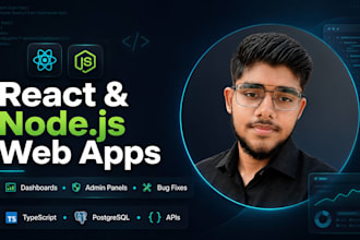 build or fix a react nodejs dashboard or web app