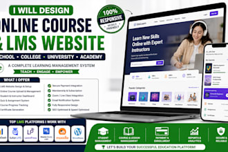 design website for your online courses college and school with lms systen
