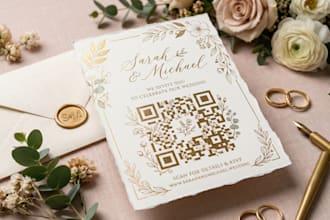 design a unique artistic qr code for menus, cards, or events