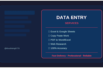 do fast and accurate data entry, copy paste and excel work