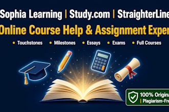 do sophia learning, online course help, studycom, straighterline, assigned tasks