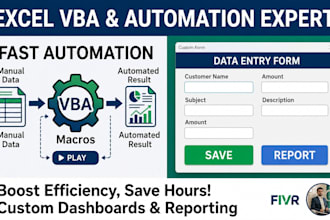 create excel vba macros, formulas, and automation solutions