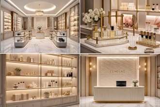 design architecture retail store design with interior design and 3d rendering