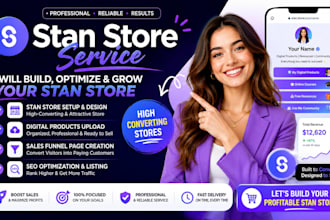 build stan store digital products upload optimize sales funnel page seo listing