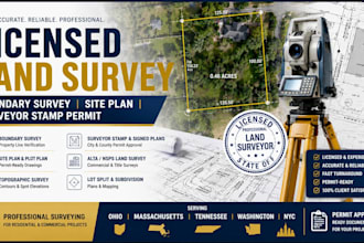 ohio ma tn wa  nyc land survey, boundary survey, site plan surveyor stamp permit