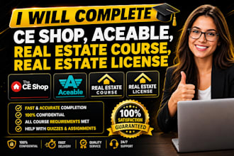 assist with real estate course, and insurance courses