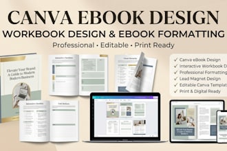 canva ebook design, workbook, nutrition guide, beauty and ebook formatting