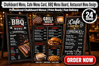 design chalkboard menu, cafe menu card chalkboard BBQ menu board for restaurants
