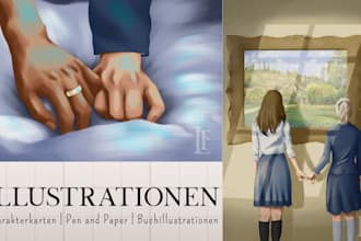 draw digital character illustrations of original characters