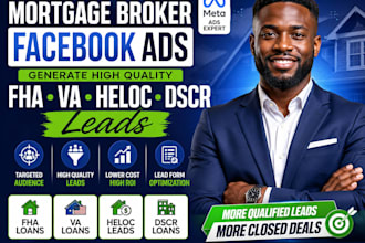 run mortgage broker facebook ads, meta ads n generate fha, VA, heloc, dscr leads