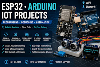 develop esp32 iot projects and arduino code, fix firmware issues, mqtt setup