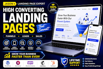 build wordpress landing page design, sales page, sales funnel with elementor pro
