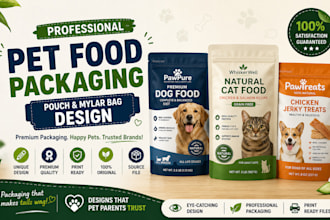 design pet food packaging, pouch, mylar bag design