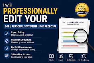 edit a professional sop, personal statement, or phd proposal
