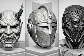 sculpt a 3d mask, helmet, oni mask, anime cosplay mask and amor for 3d printing