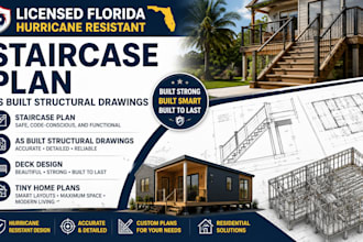 licensed florida hurricane resistant staircase plan as built structural drawings