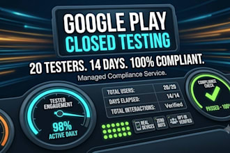 perform professional mobile app testing 12 testers 20 testers closed testing
