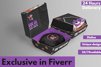food packaging design, box design and 3d mockup