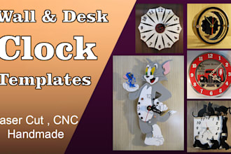 design custom wall and desk clock templates for laser cutting svg,dxf,dwg,cdr,ai