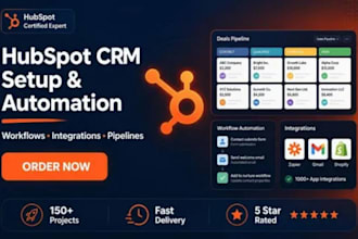 setup hubspot crm with automation workflow and integration