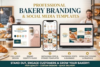 design professional bakery branding  and social media templates