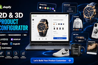 configure any 2d, 3d product on shopify zakeke, kickflip and zepto