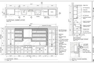 create custom cabinet, joinery, millwork shop drawings plans for manufacturing