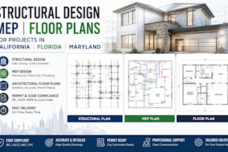 structural design, mep, floor plans for projects in california florida maryland