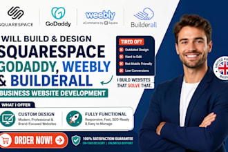 build design squarespace godaddy weebly builderall business website development