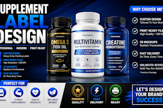 design premium supplement label, vitamin bottle, packaging design, for cbd, hemp