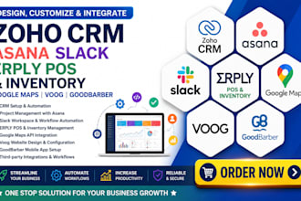 design zoho CRM asana slack erply pos inventory google maps voog goodbarber