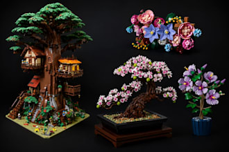 create lego botanical set, flower bouquet, trees plant moc model with pdf manual