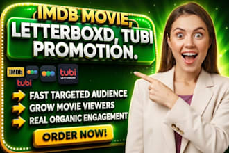 promote your imdb movie, letterboxd, tubi to targeted audience and grow viewers