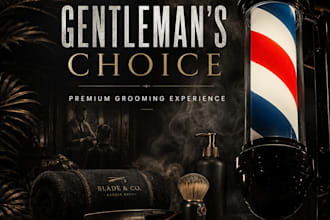 design premium barber shop social media posts and ads