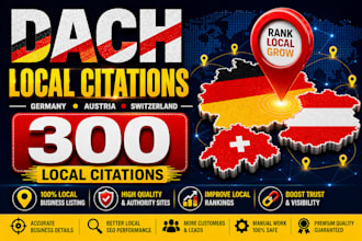 build 300 dach local citations for germany, austria, switzerland SEO