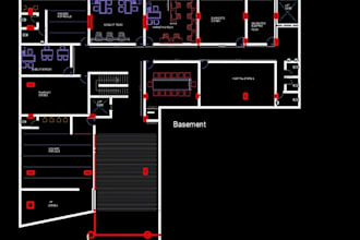 redraw blueprint cad drafting, clinic floor plan,basement layout, PDF to autocad