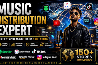 music manager distribute your music to spotify, apple music, tiktok  150 stores