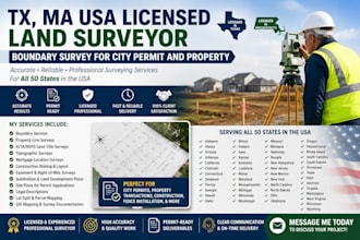 do tx ma USA licensed land surveyor boundary survey for city permit and propert