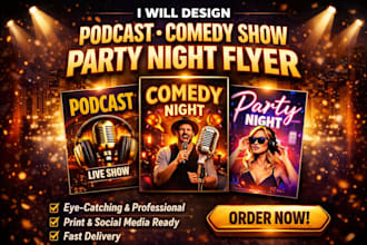 design podcast, comedy show, comedy night, stand up comedy, party night flyer