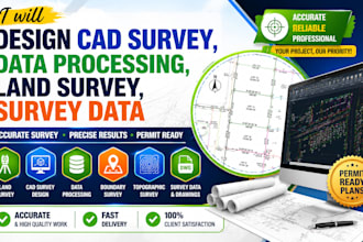 design cad survey, data processing, land survey, survey data
