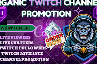 setup organic twitch channel promotion to boost twitch followers, live viewers