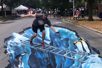 design custom 3d exhibition booth graphics, floor decals, and wall wraps