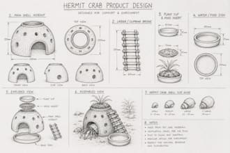 design custom hermit crab products and accessories in 3d cad