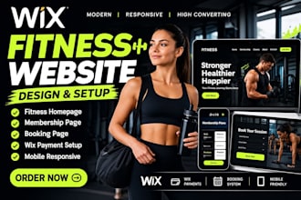wix fitness website fitness homepage membership page booking page, wix payment