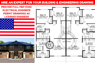 provide full mep hvac electrical engineer permit drawings as licensed engineer