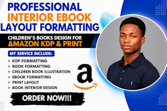 do ebook design, interior layout formatting children book design cover for KDP