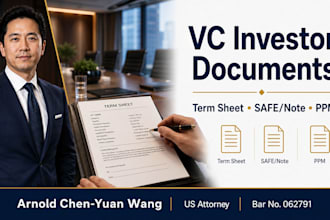 prepare venture capital investor documents, term sheets, and ppm