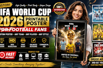 design a custom fifa world cup 2026 printable poster for football fans