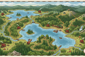illustrate travel guide maps and adventure destination maps